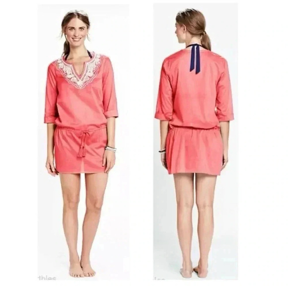 Lands’ End Orange Sherbet Cotton Embroidered Swimsuit Coverup Size M Medium - Picture 5 of 5